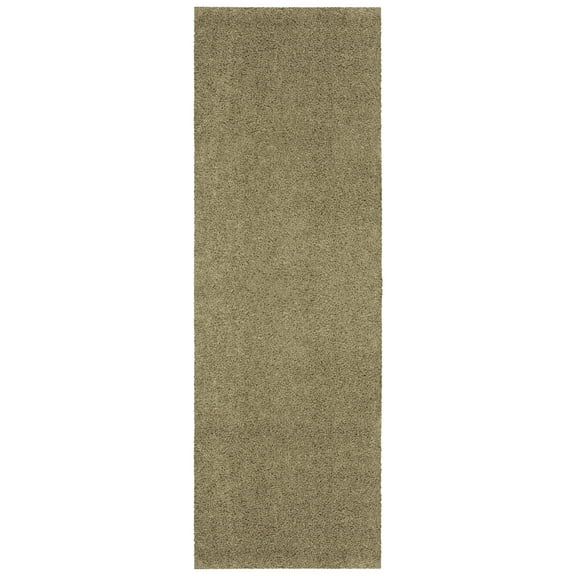 Mainstays Traditional Solid Shag Indoor Runner Rug, Tan Mushroom, 2'6" x 8'