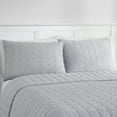 thumbnail image 1 of Mainstays Solid Textured Box Crinkle Quilted Pillow Sham, Silver, Standard/Queen, Soft Wash, 2 Pack, All Ages, 1 of 6