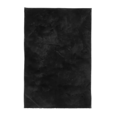 Mainstays Solid Soft Rabbit Faux Fur Area Rug Black,30x46"