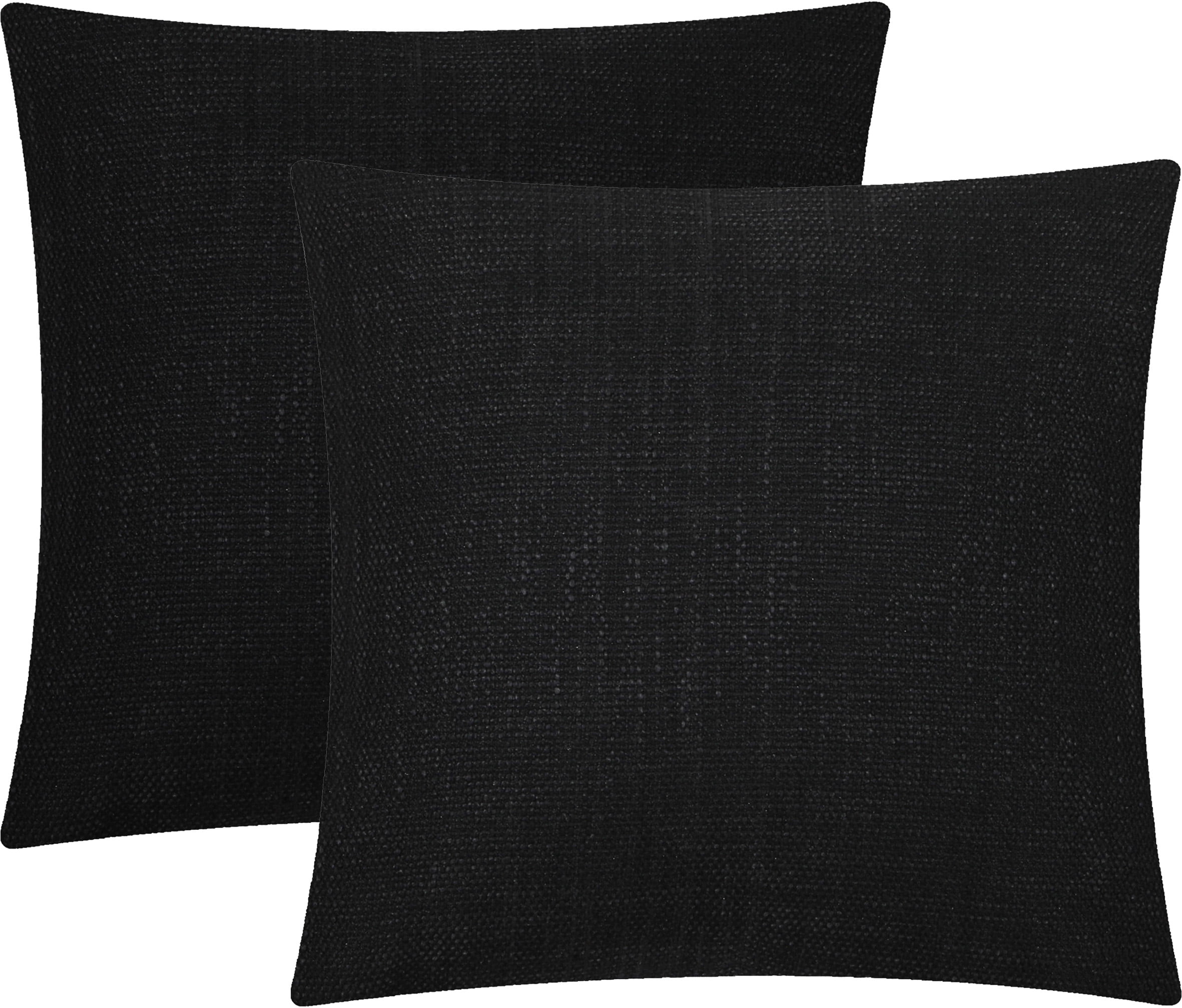 Mainstays Solid Texture Polyester Square Decorative Throw Pillow, 18 x 18,  Black 