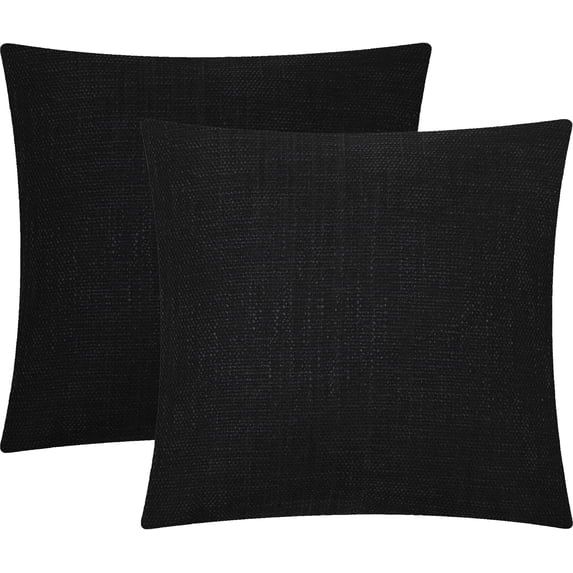 Mainstays Solid Texture Decorative Square Throw Pillow, 18" x 18", Black, 2 Pack