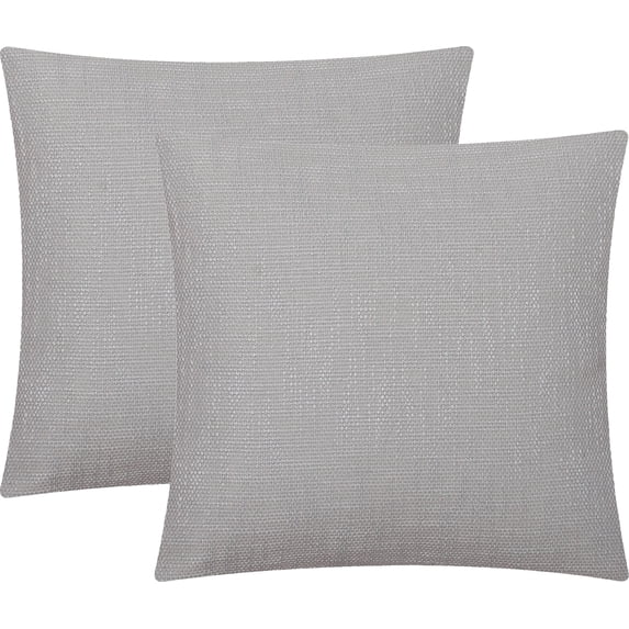 Mainstays Solid Texture Decorative Square Throw Pillow, 18" x 18", Grey, 2 Pack