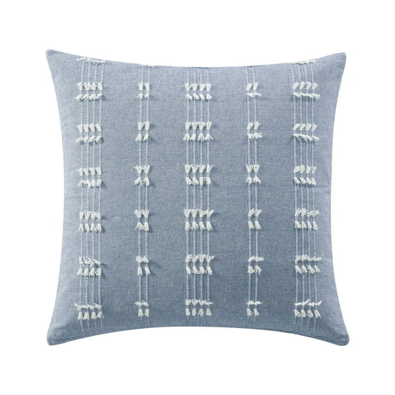 Mainstays, Solid Textured Stripe Decorative Pillow, Square, 18" x 18", Chambray, 1 Pack
