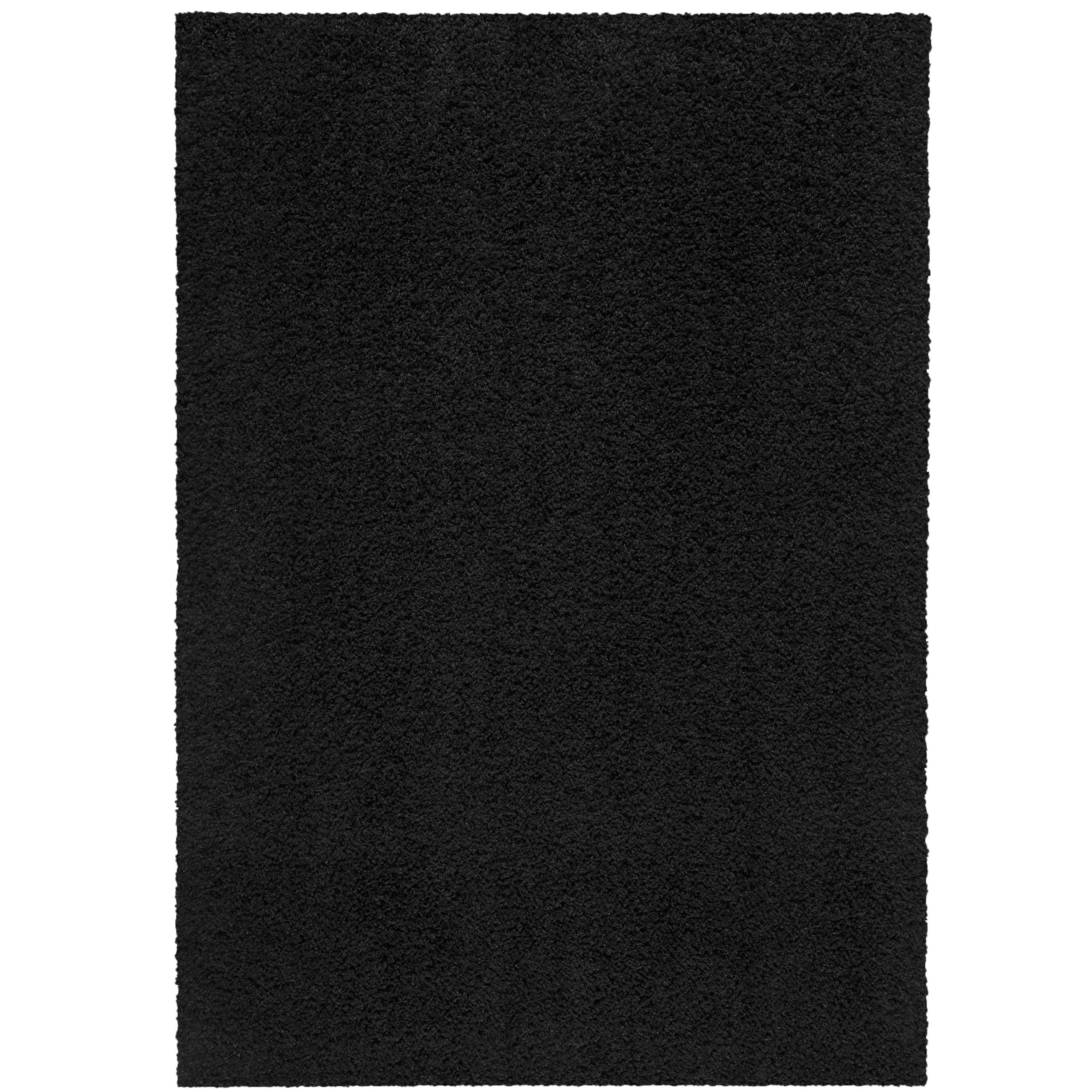 Mainstays Solid Traditional Black Shag Indoor Area Rug, 7'x10'