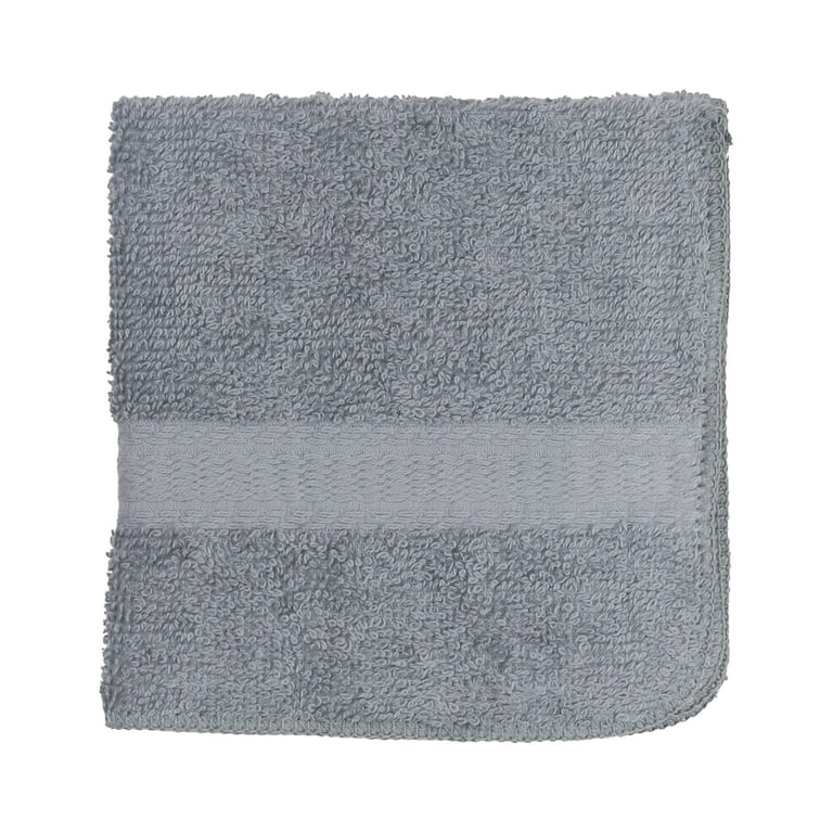 Mainstays 100 Cotton Washcloth Super Soft and highly absorbent Basic Solid Premium Washcloth for Bathroom Hotels Spa and Gym Grey