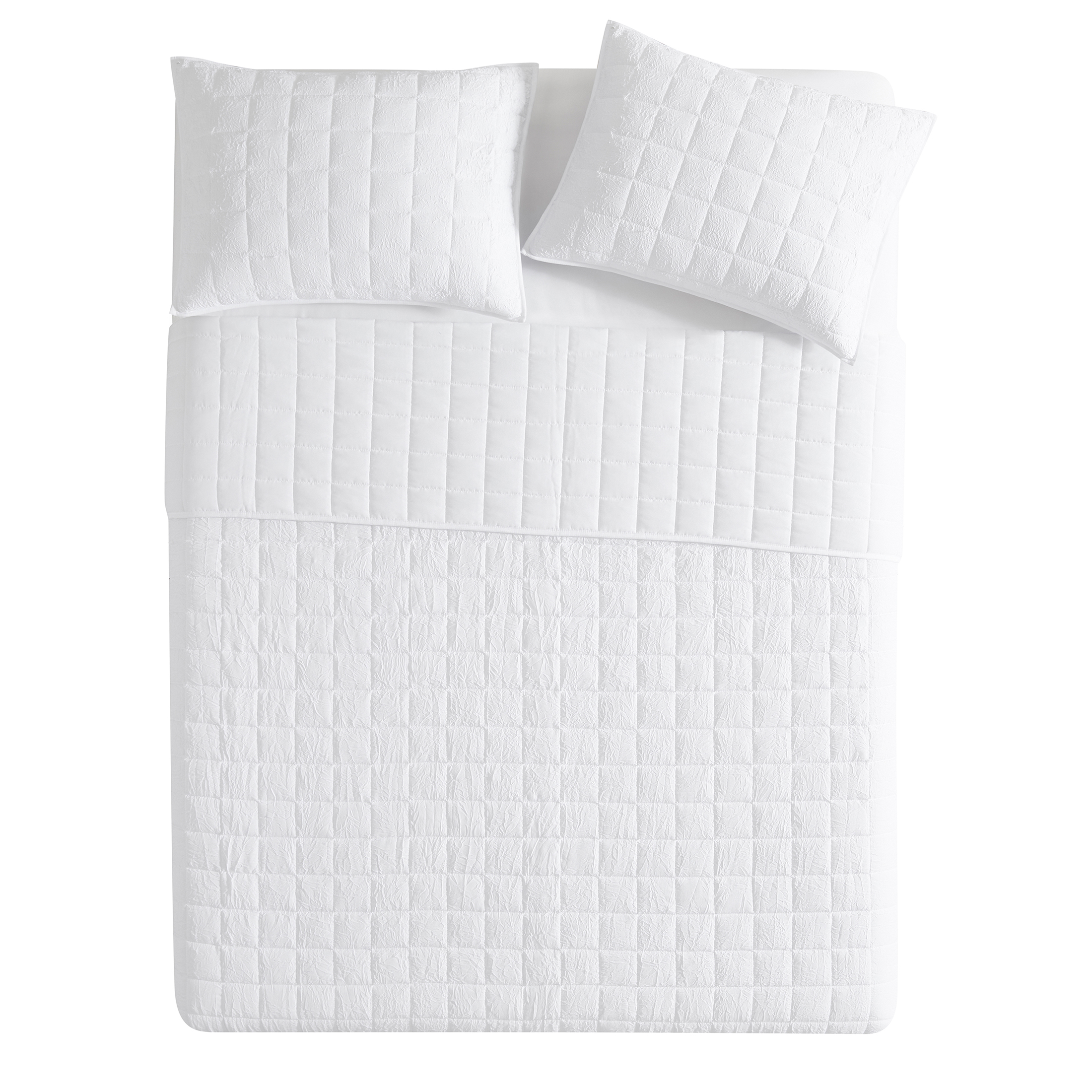 Mainstays Solid Blue Crinkle Box Soft Wash Microfiber Quilt, King