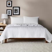 Mainstays Crinkle Quilt, Full/Queen, White, Soft Wash Microfiber