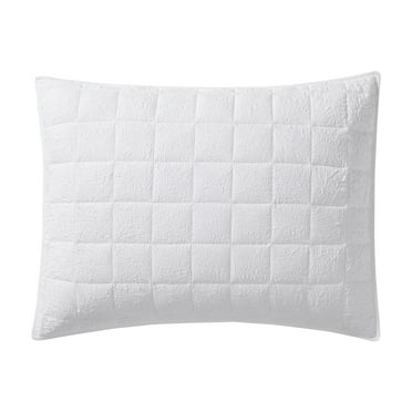 Mainstays Solid Textured Box Crinkle Quilted Pillow Sham, White, King, Soft Wash, 1 Pack, All Ages