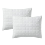 Mainstays Solid Textured Box Crinkle Quilted Pillow Sham, White, King, Soft Wash, 2 Pack, All Ages