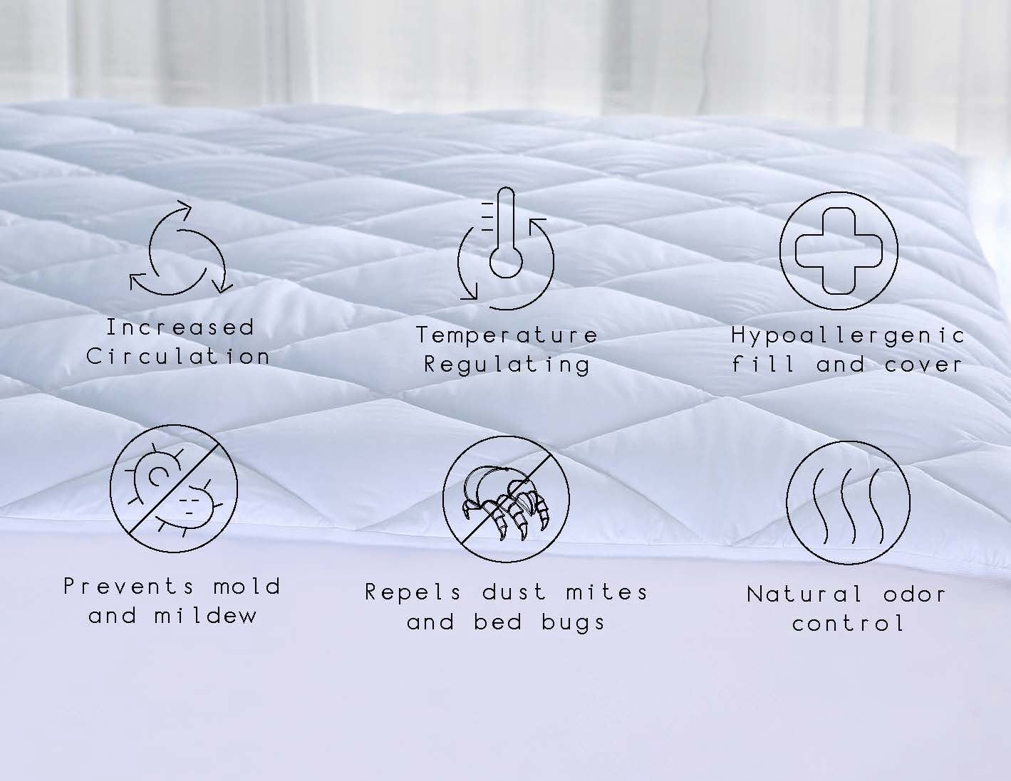 Mainstays Solutions, Quilted Mattress Pads with Odor and Temperature Control, Full