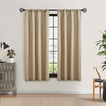 Mainstays Southport Textured Light Filtering Curtain Panel Pair, Set of 2, Beige, 40"W x 63"L