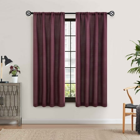 Mainstays Southport Textured Light Filtering Curtain Panel Pair, Set of 2, Burgundy, 40"W x 63"L