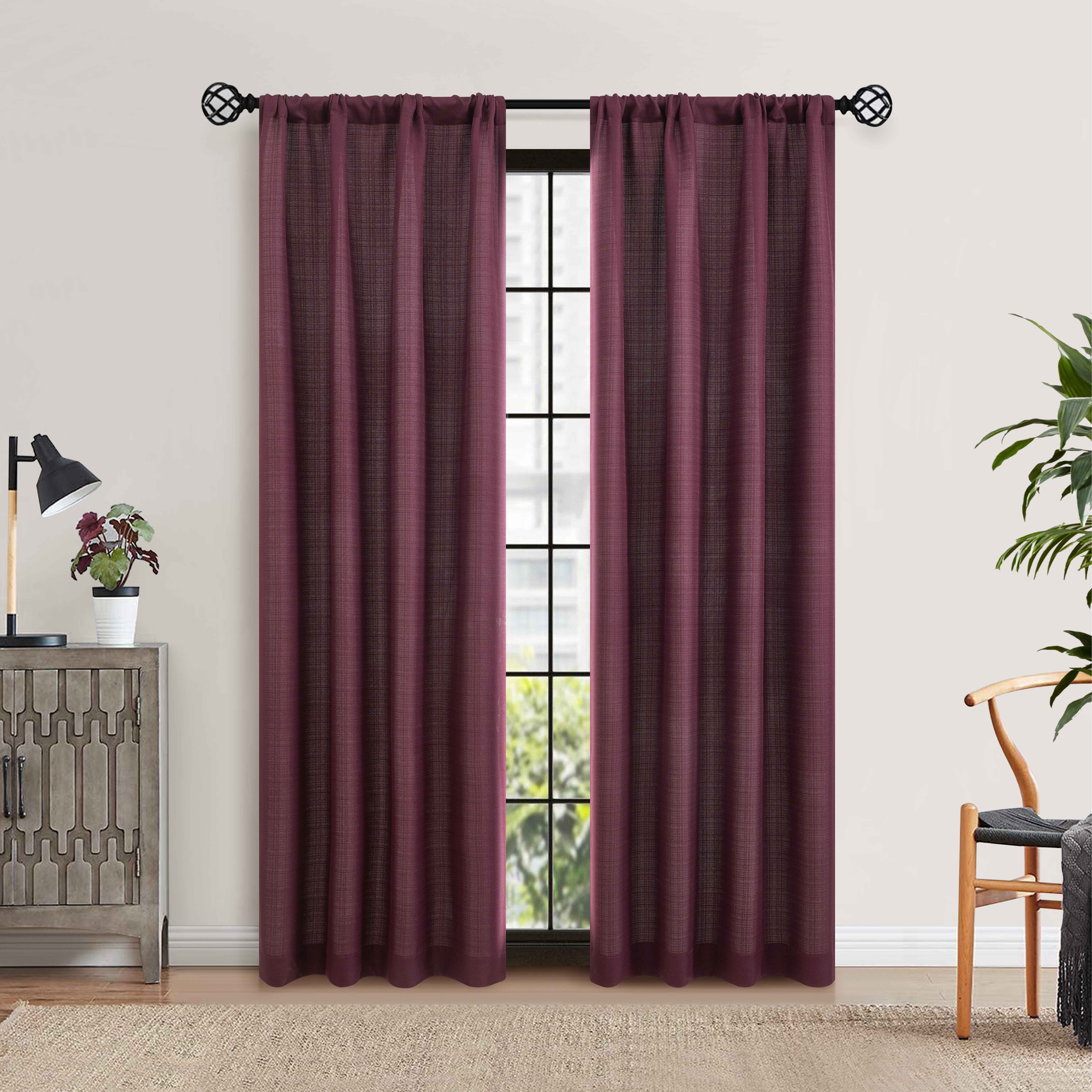 Mainstays Southport Textured Curtain Panel Pair, Set of 2, Burgundy, 40"W x 84"L