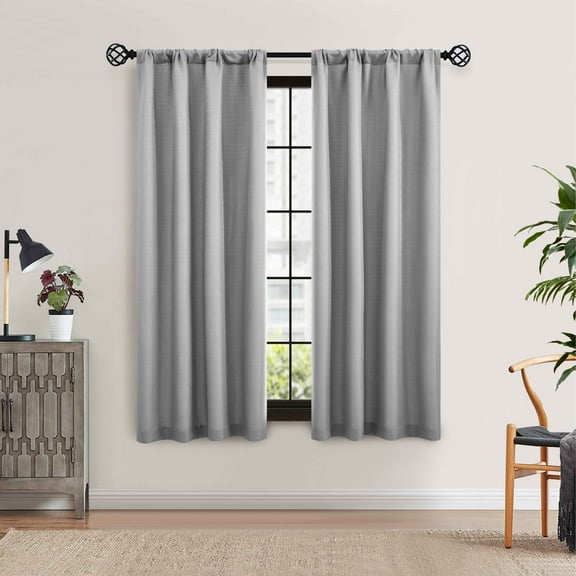 Mainstays Southport Textured Light Filtering Curtain Panel Pair, Set of 2, Grey, 40"W x 63"L