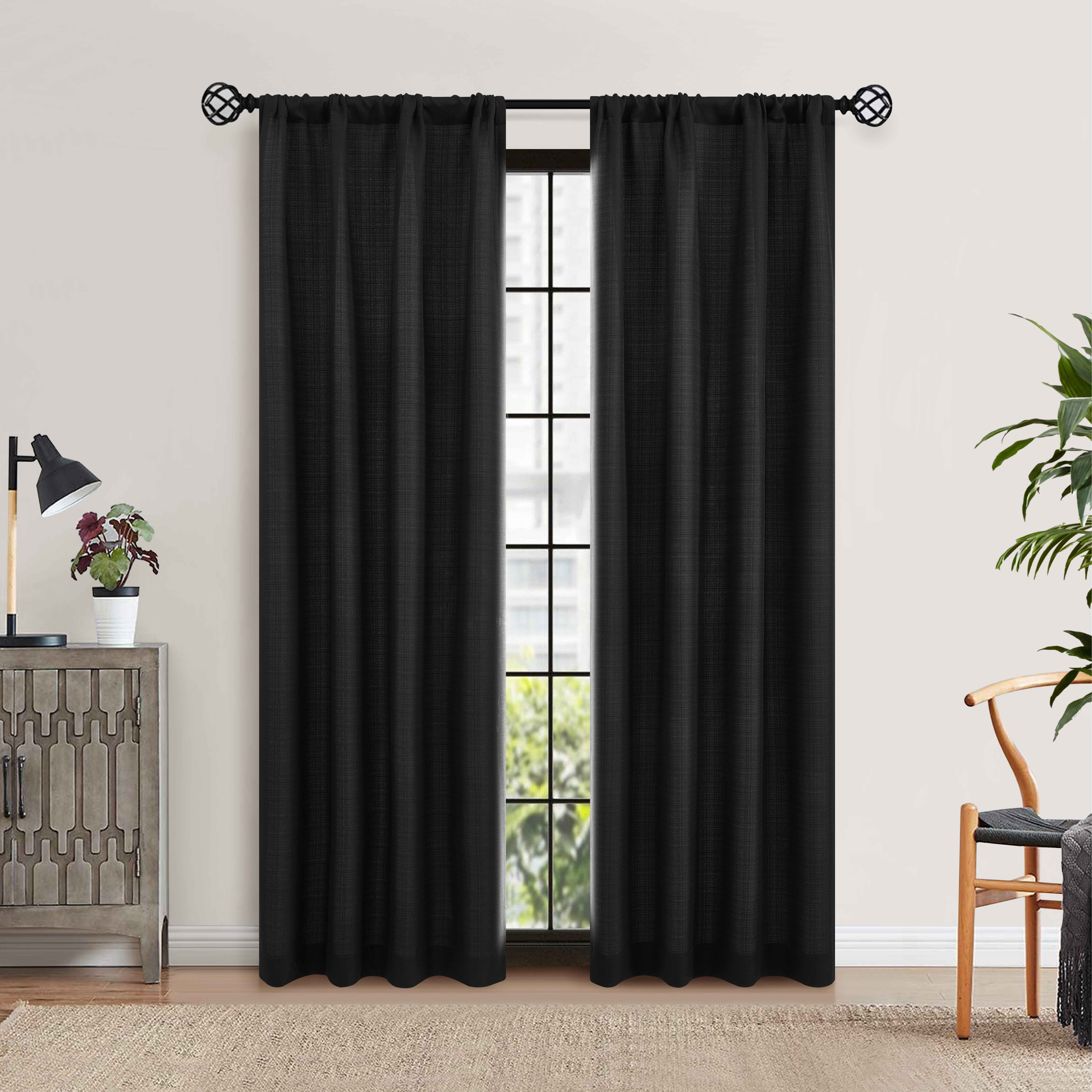Mainstays Southport Textured Light Filtering Curtain Panel Pair, Set of 2, Greystone, 40 in W x 84 in L