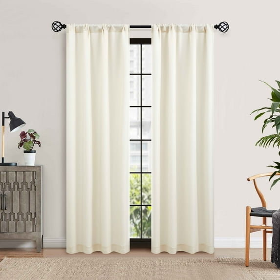 Mainstays Southport Textured Light Filtering Curtain Panel Pair, Set of 2, Ivory, 40"W x 84"L