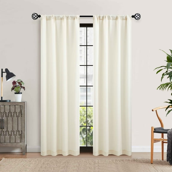Mainstays Southport Textured Light Filtering Curtain Panel Pair, Set of 2, Ivory, 40"W x 84"L
