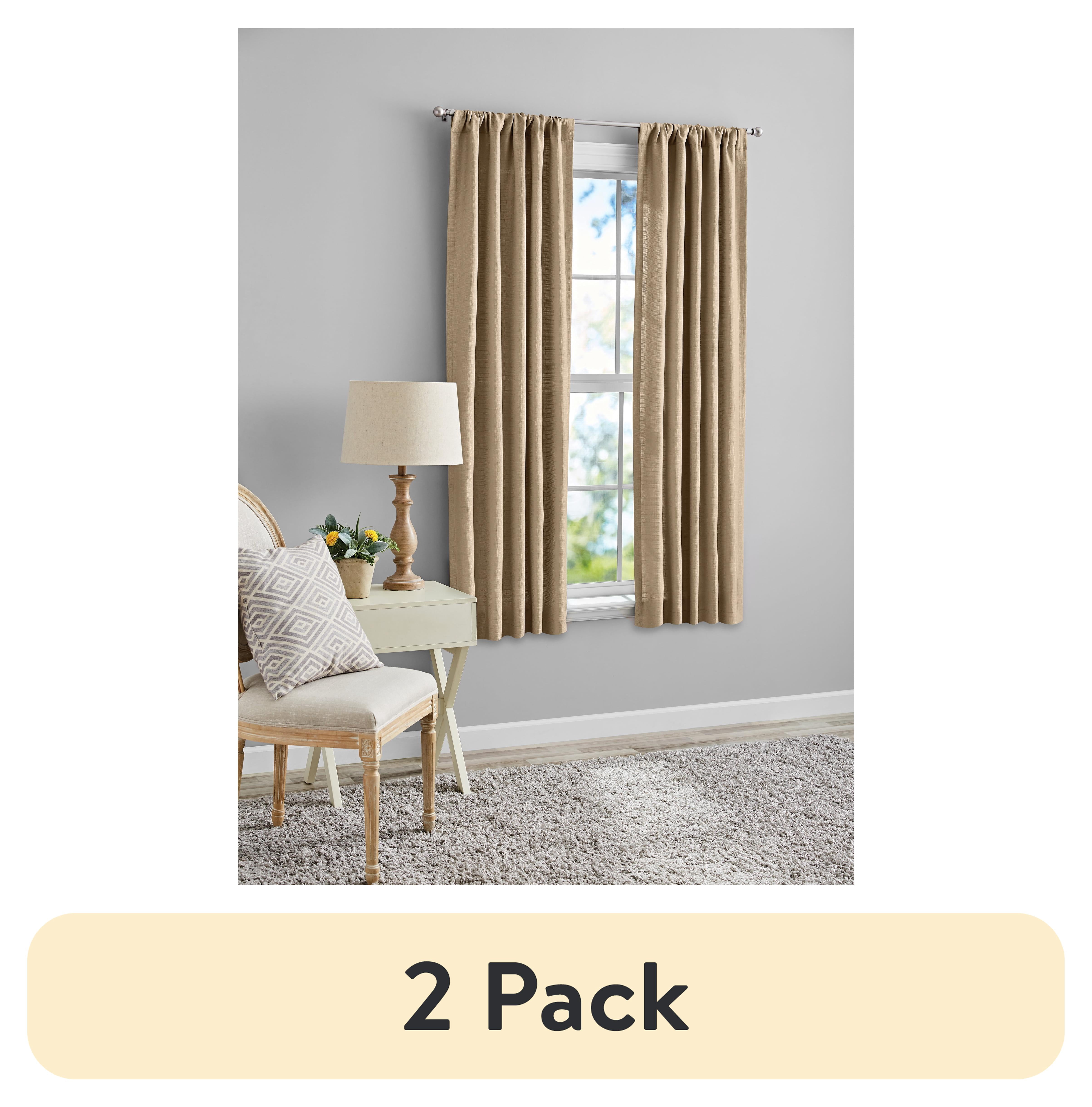 (2 pack) Mainstays Southport Light Filtering Rod Pocket Textured Curtain Panel, Set of 2, Beige, 40” W x 63” L