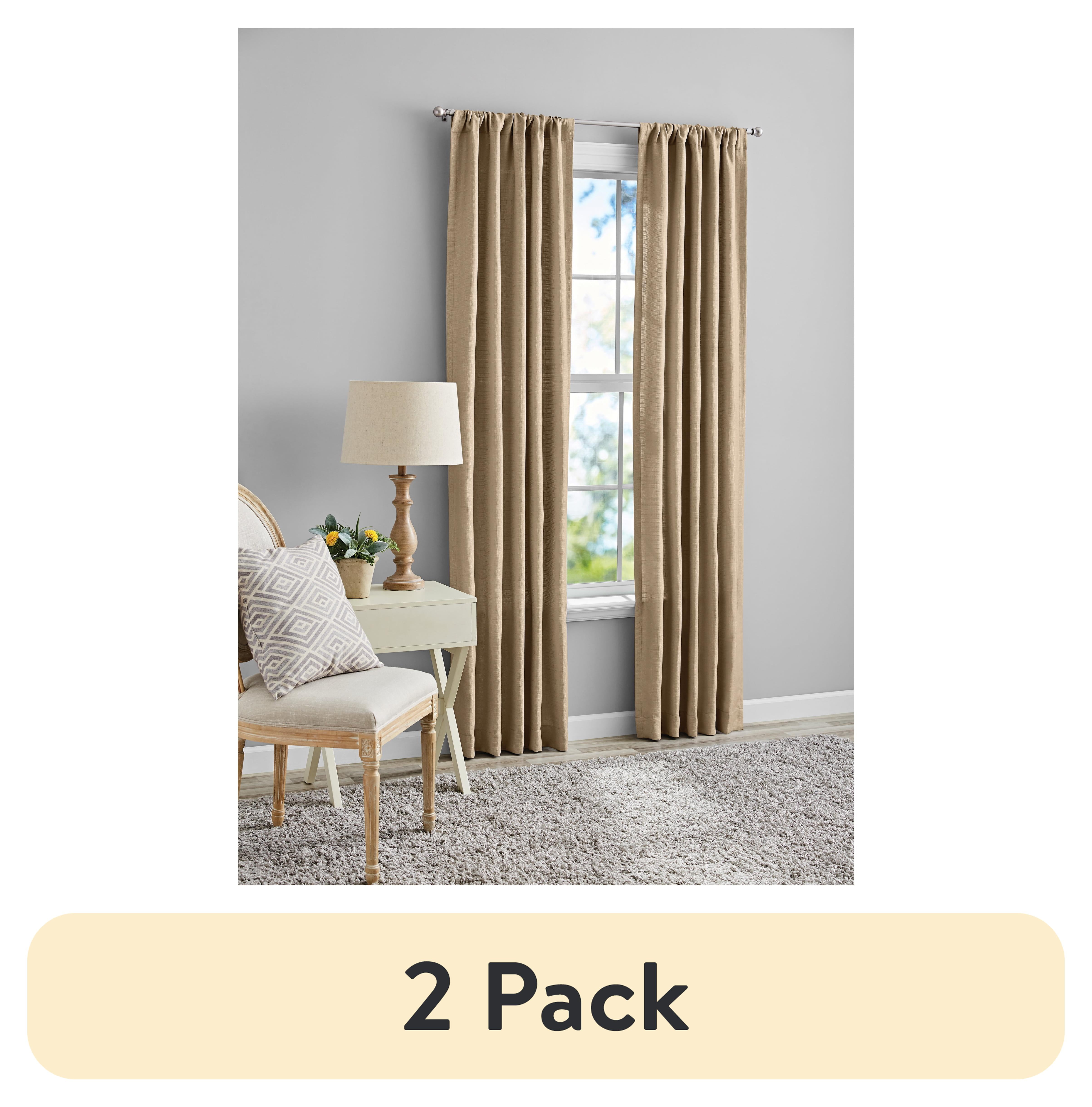 (2 pack) Mainstays Southport Light Filtering Rod Pocket Textured Curtain Panel, Set of 2, Beige, 40” W x 84” L