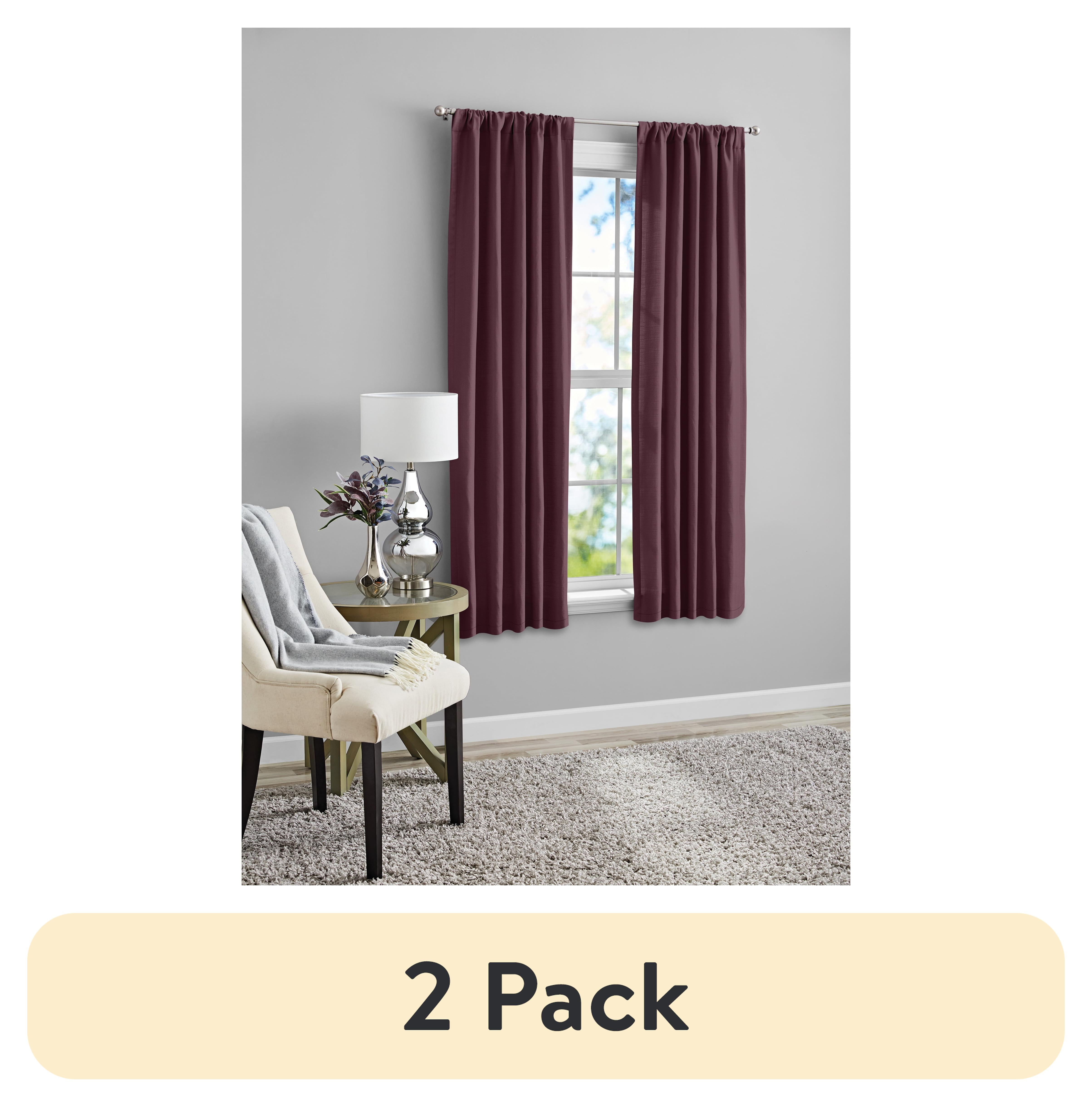 (2 pack) Mainstays Southport Light Filtering Rod Pocket Textured Curtain Panel, Set of 2, Burgundy, 40” W x 63” L