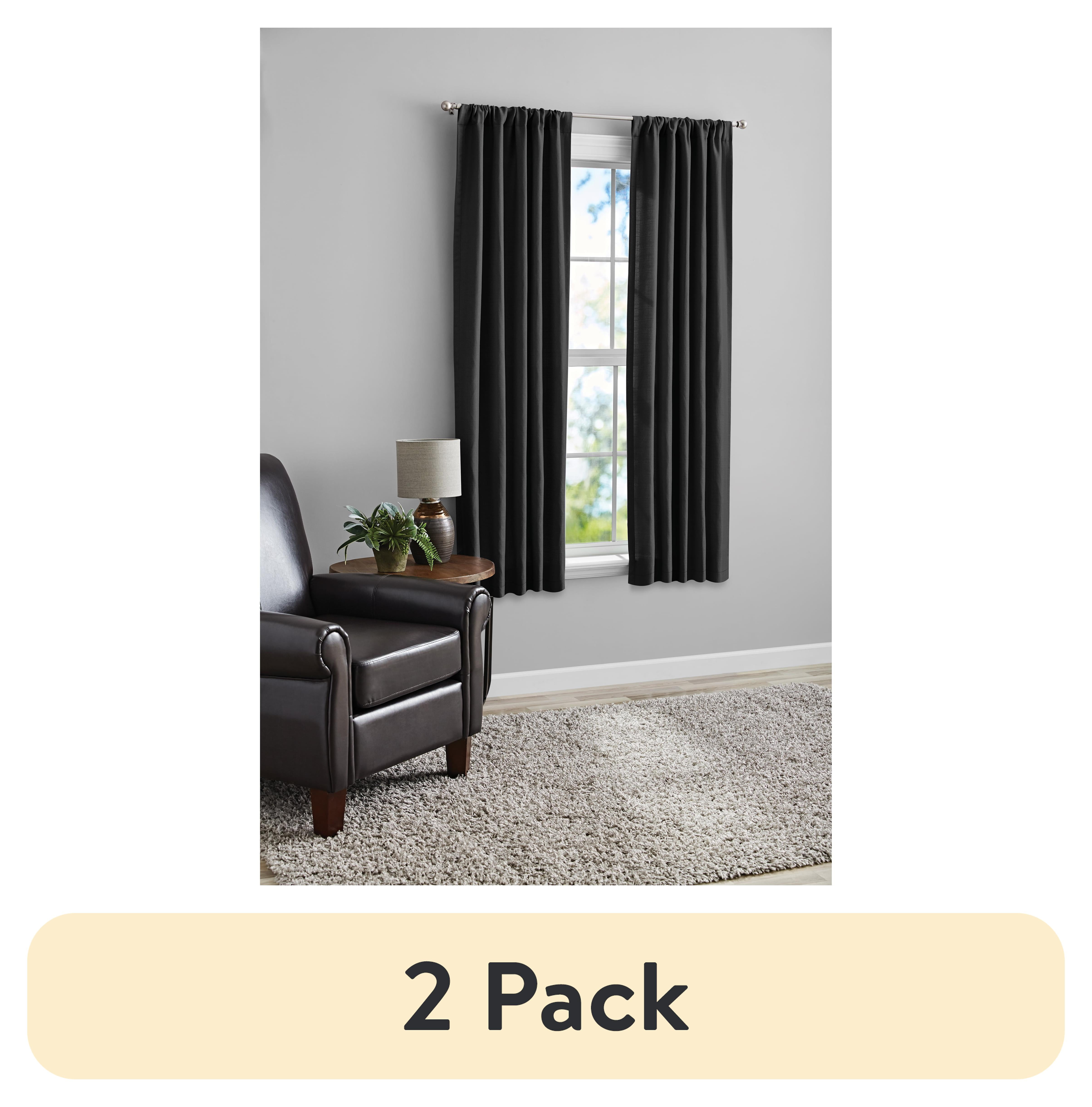 (2 pack) Mainstays Southport Light Filtering Rod Pocket Textured Curtain Panel, Set of 2, Charcoal Gray, 40” W x 63” L
