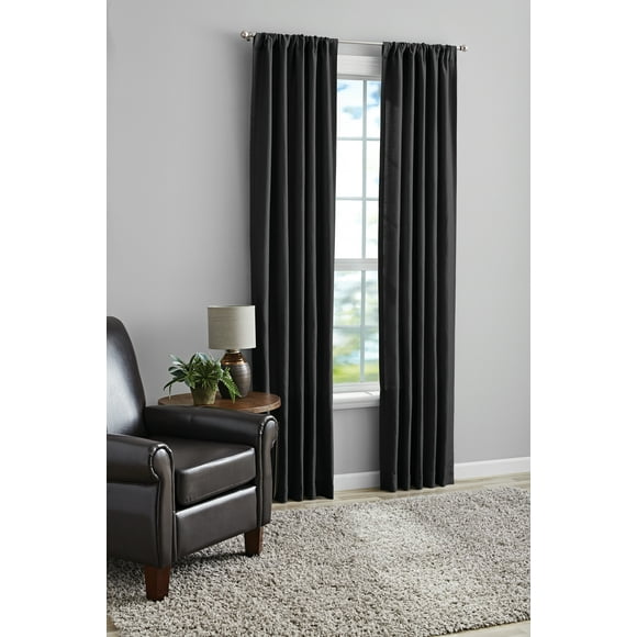 Mainstays Southport Textured Light Filtering Curtain Panel Pair, Set of 2, Charcoal, 40"W x 95"L