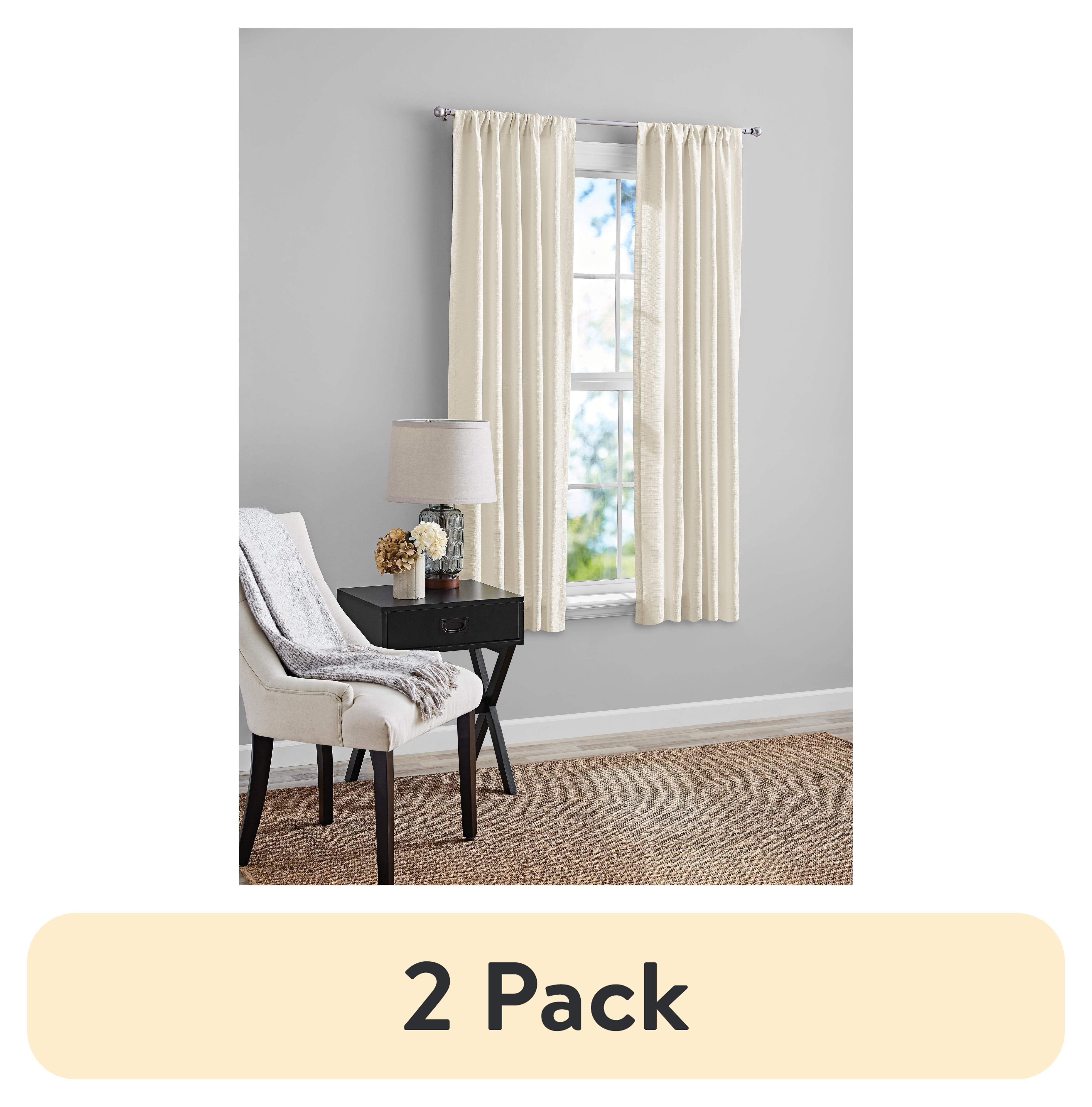(2 pack) Mainstays Southport Light Filtering Rod Pocket Textured Curtain Panel, Set of 2, Ivory, 40” W x 63” L