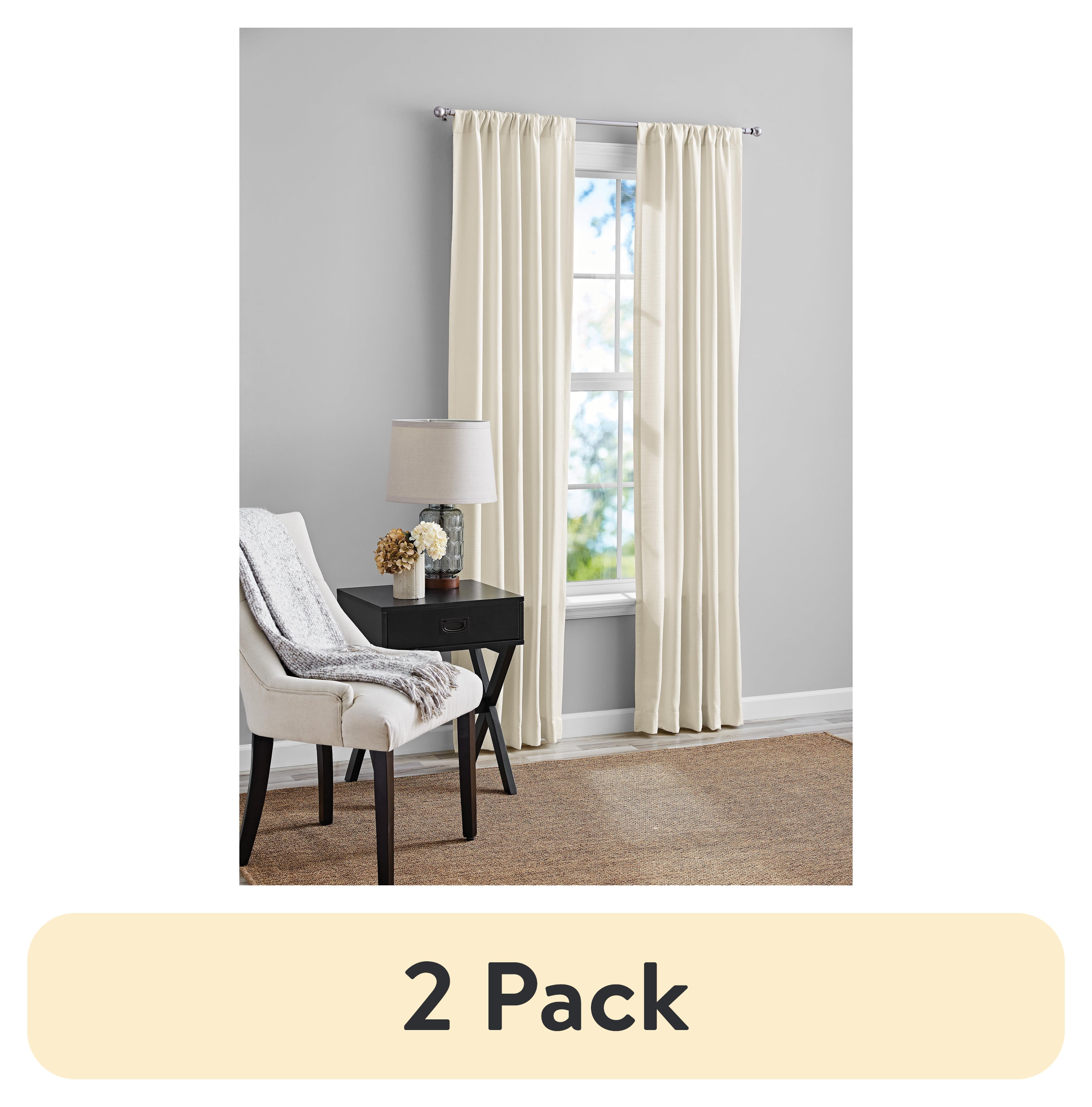 (2 pack) Mainstays Southport Light Filtering Rod Pocket Textured Curtain Panel, Set of 2, Ivory, 40” W x 84” L