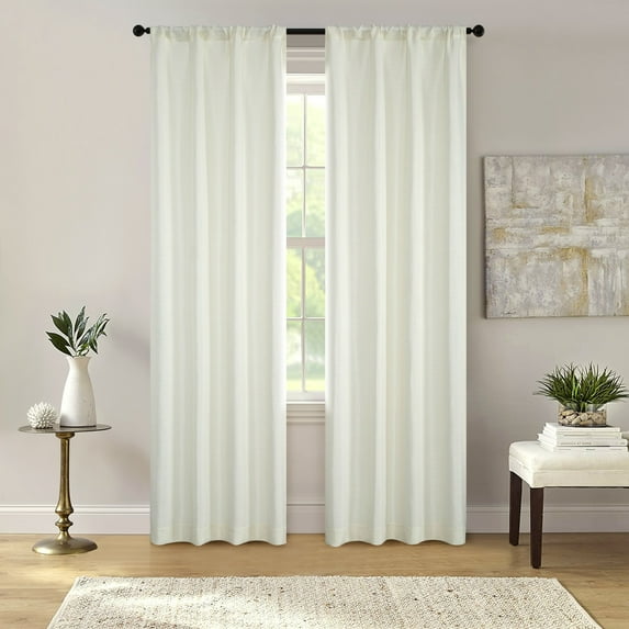 Mainstays Southport Textured Light Filtering Curtain Panel Pair, Set of 2, Ivory, 40"W x 95"L