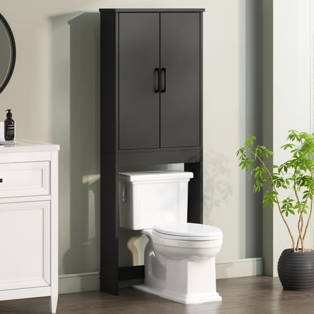 MAINSTAYS ARDENT OVER-THE-TOILET BATHROOM STORAGE CABINET, BLACK
