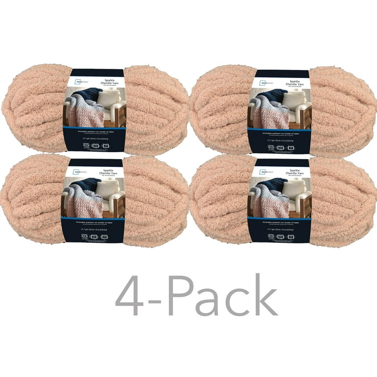 Mainstays Chunky Chenille Yarn, 31.7 yd, Corsair, 100% Polyester, Super  Bulky, Pack of 4