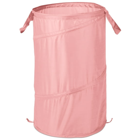 Mainstays Pop-Up Spiral Polyester Laundry Hamper, Pink