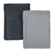 Mainstays Sponge Scrubbers, 4.5 x 5 inches, 100% Cotton Shell, 2 Count per Pack, Gray