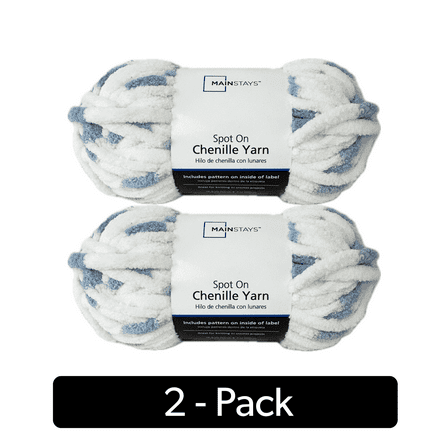 Mainstays Spot On Chenille Yarn, 56.8 yd, Blue, 100% Polyester, Super Bulky, Pack of 2