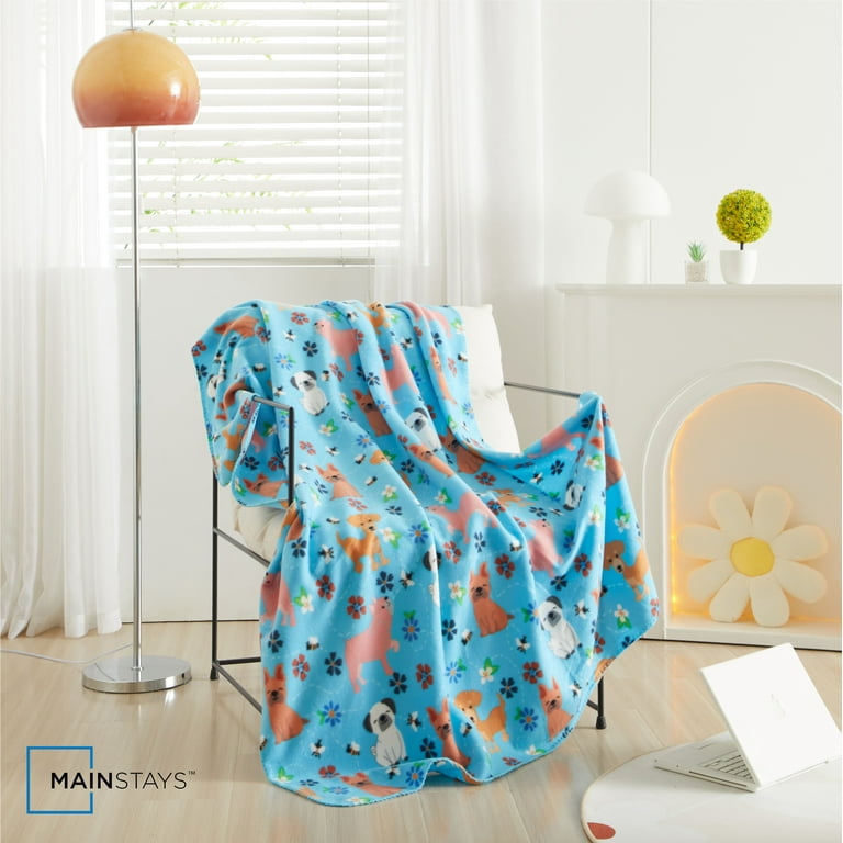 Mainstays Spring Dog Fleece Throw Blanket 50 x 60 Walmart