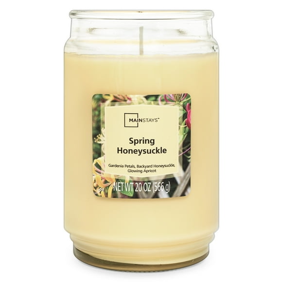 Mainstays Spring Honeysuckle Scented 1-Wick Glass Jar Candle, 20 oz