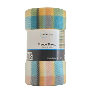 Mainstays Cozy Fleece Throw Blanket, Spring Plaid 50" x 60" All Ages
