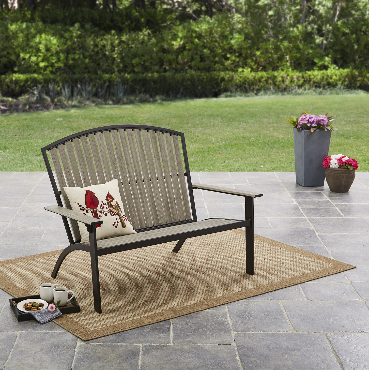 Mainstays Springview Hills Outdoor Durable Resin Bench - Gray - image 1 of 5