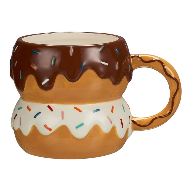 Mainstays Sprinkled Donut Sculpted Earthenware Mug 17.92 Ounces Multi color Walmart