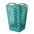 thumbnail image 1 of Mainstays Square Flexible Plastic Laundry Hamper Basket, Blue, All Ages, 1 of 6