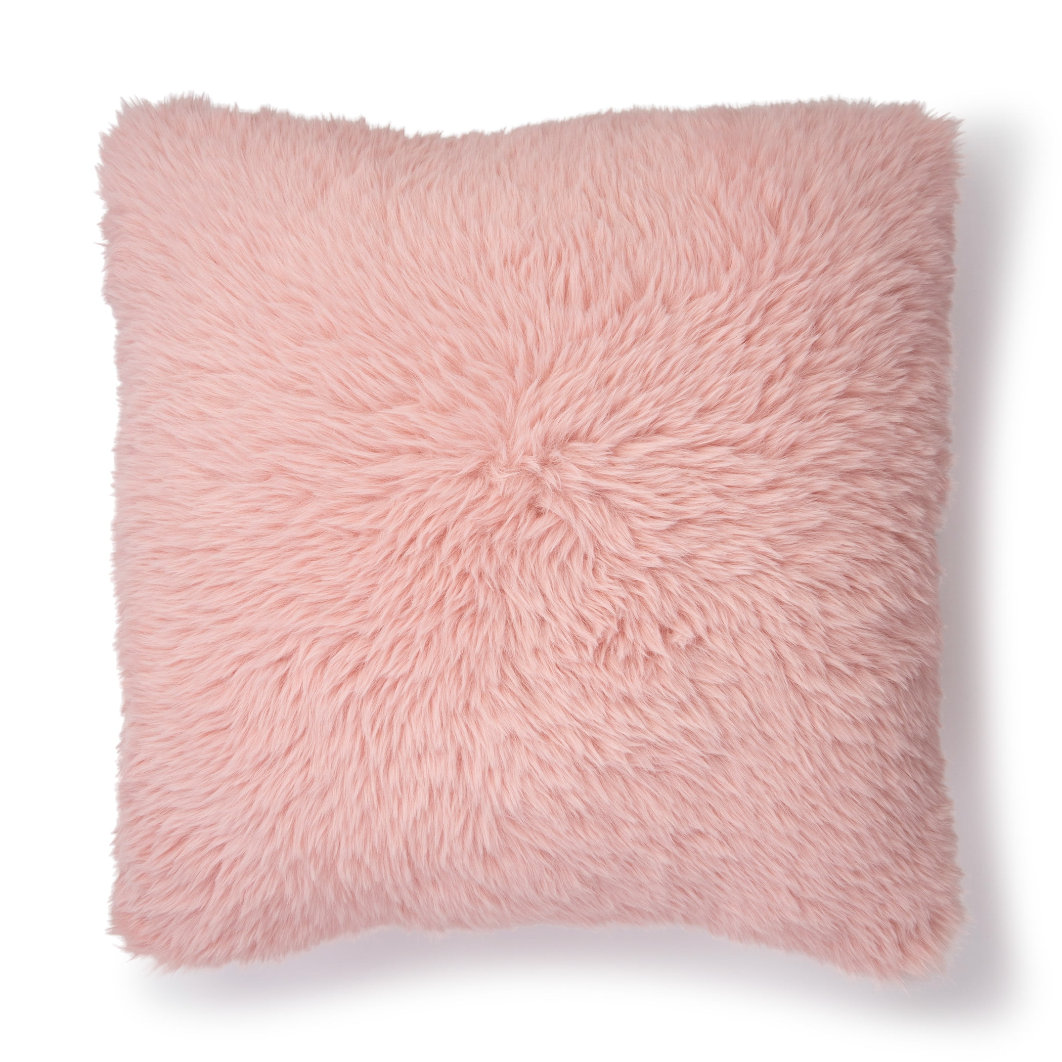 Mainstays Long Hair Faux Fur Backrest Pillow, Blush