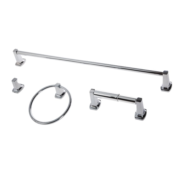 Mainstays Square 4-Piece Bathroom Hardware Set, Chrome