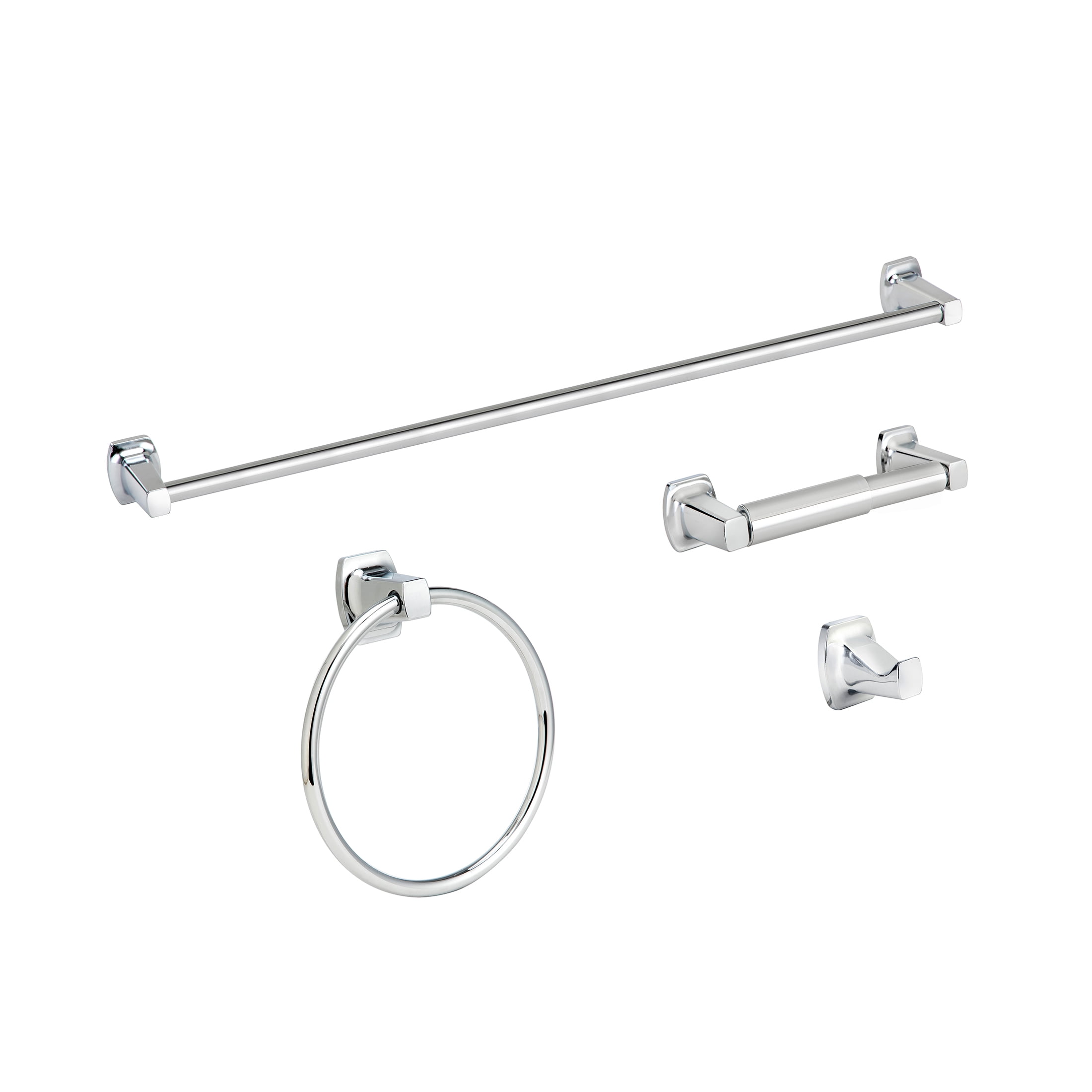 Mainstays 4-Piece Square Bathroom Hardware Set with 24-inch Towel Bar Chrome Finish