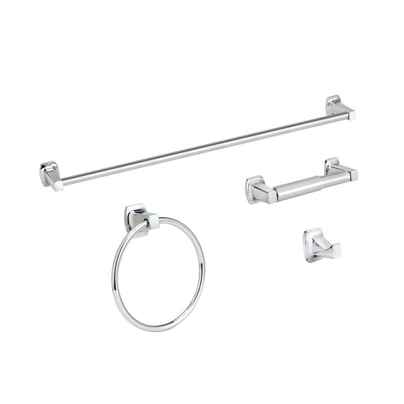 Mainstays 4-Piece Square Bathroom Hardware Set with 24-inch Towel Bar Chrome Finish