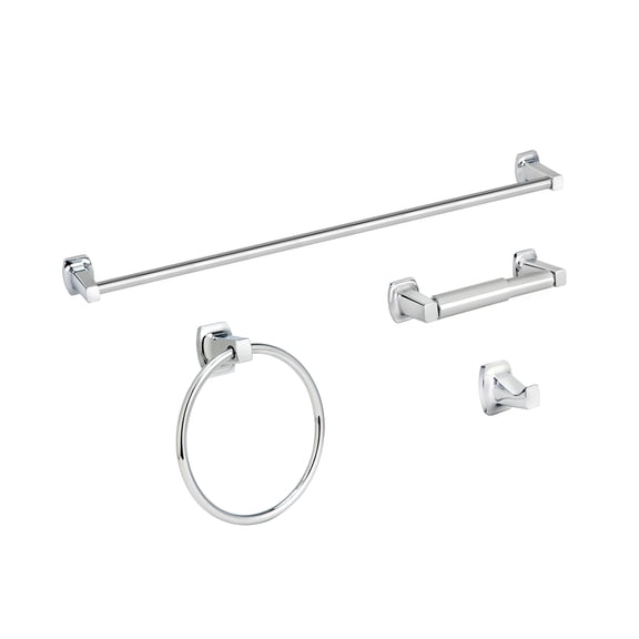 Mainstays Square 4-Piece Bathroom Hardware Set, Chrome