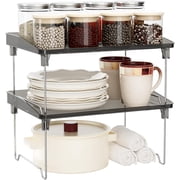 STARLATTA 2 Pcs Cabinet Organizer Shelf, Stackable Kitchen Counter Shelves, Spice Rack,Countertop Organizers, Clear Plastic Storage Shelves Rack for Makeup,Bathroom,Cupboard,Desk,Pantry Organization