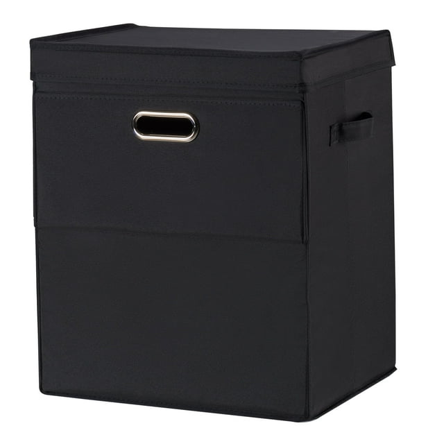 Mainstays Stackable Laundry Hamper with Lid, Black