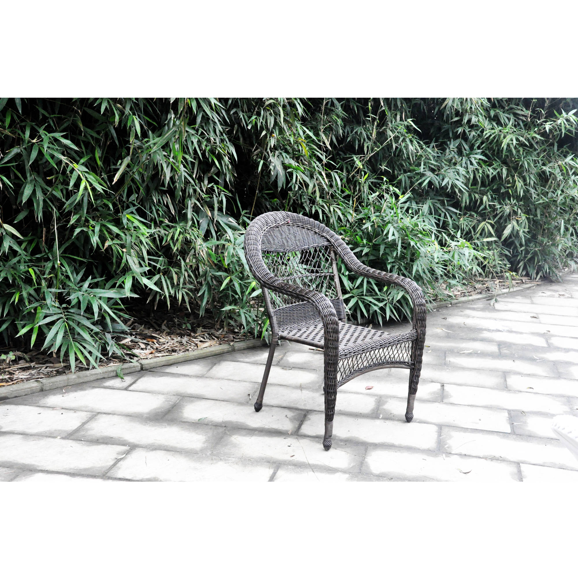 Mainstays Stacking Wicker Chair, Brown/White Combo