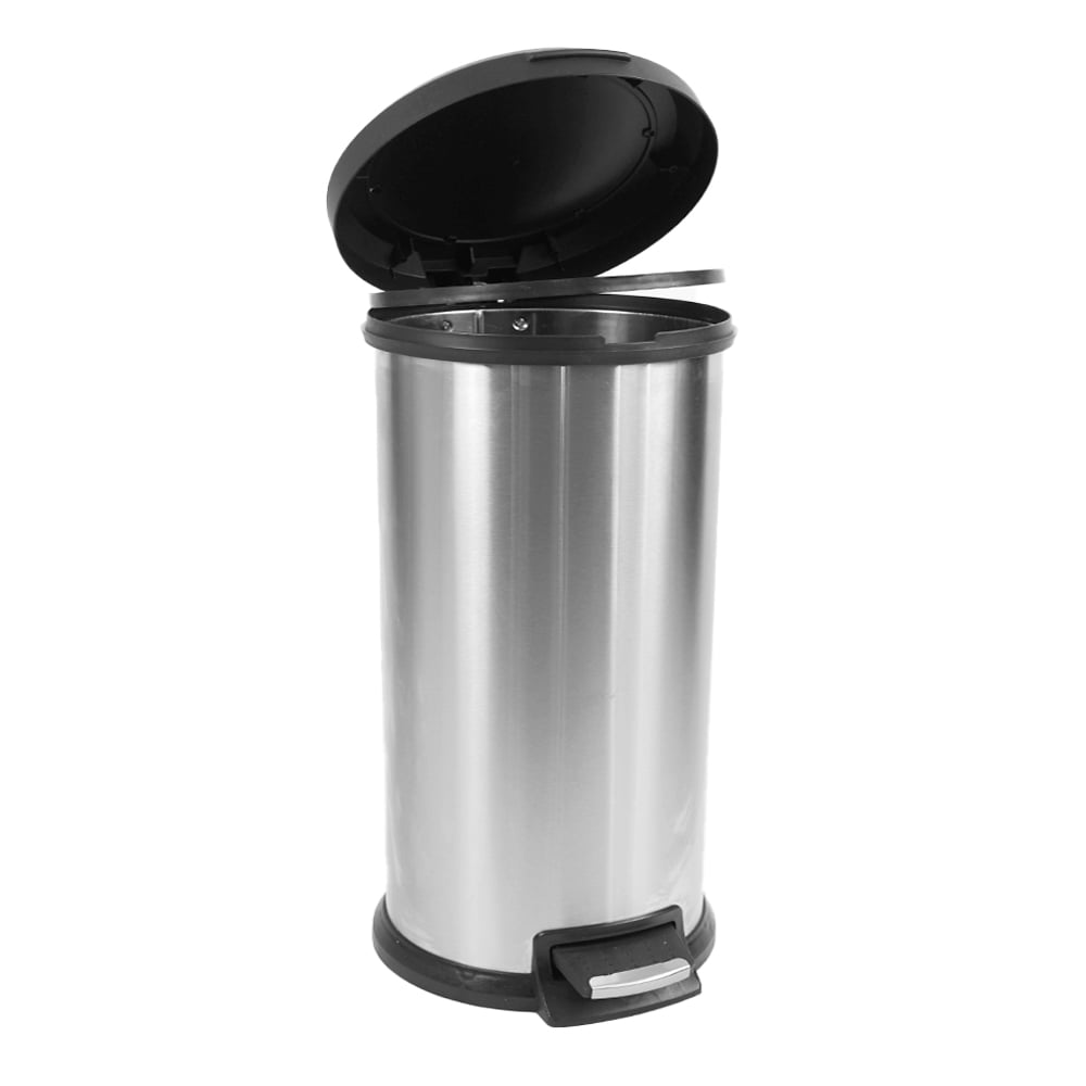 Mainstays Stainless Steel 10.5 Gallon Trash Can Round Step Kitchen ...