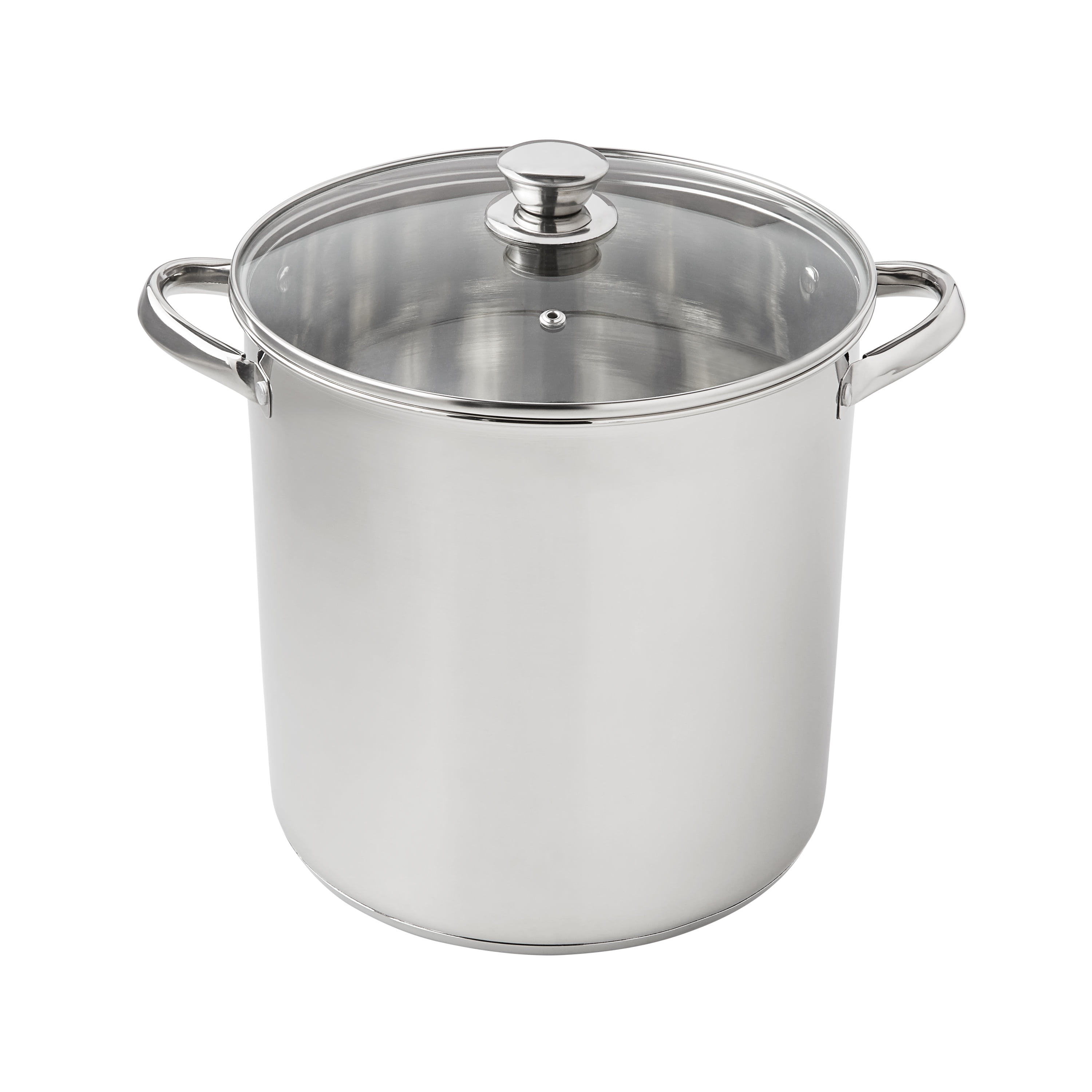 Mainstays Stainless Steel 12-Quart Stock Pot with Glass Lid, Induction Compatible, Stainless Steel, Dishwasher Safe - Walmart.com